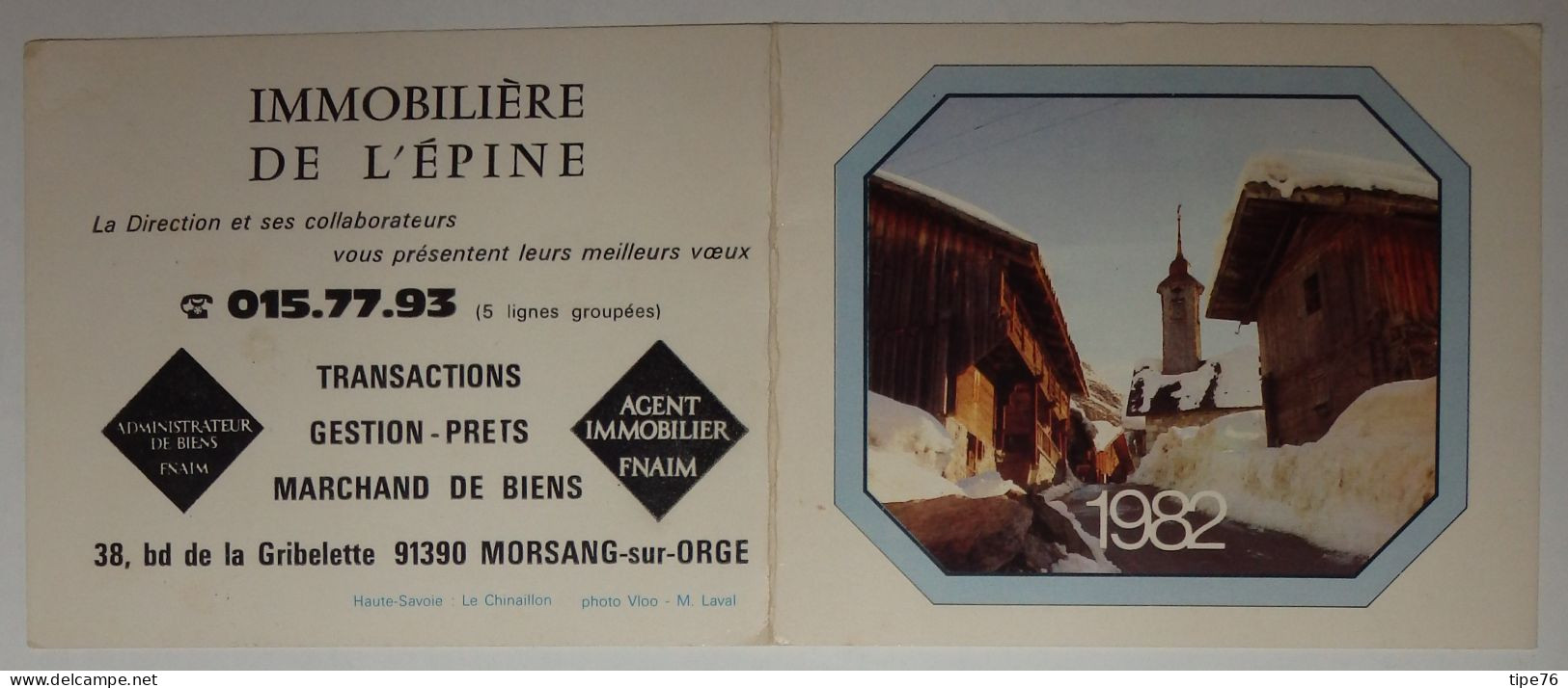 Petit Calendrier Poche 1982 Le Chinaillon Haute Savoie - Morsang Sur Orge Essonne - Formato Piccolo : 1981-90