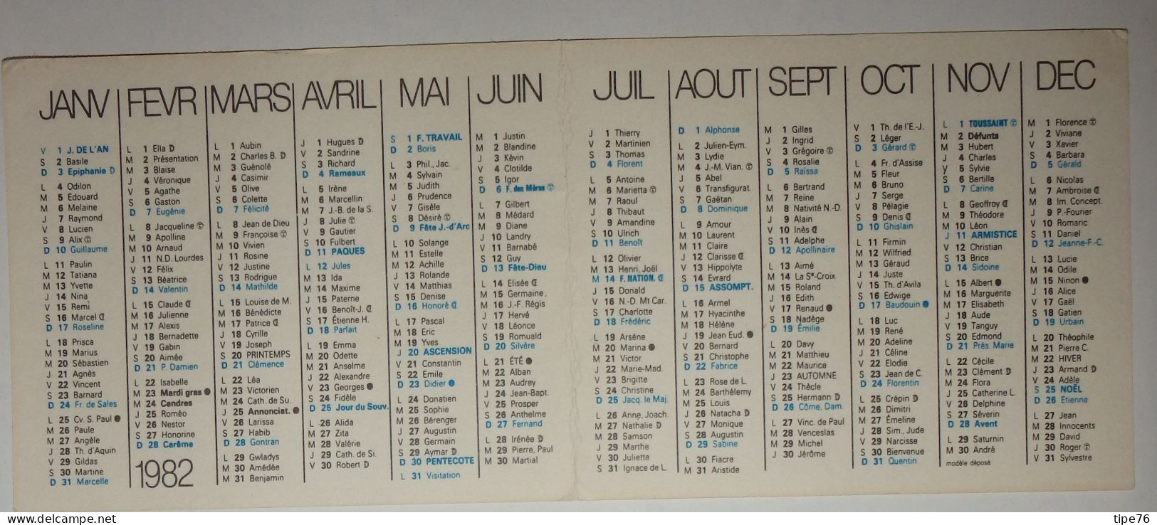 Petit Calendrier Poche 1982 Le Chinaillon Haute Savoie - Morsang Sur Orge Essonne - Petit Format : 1981-90