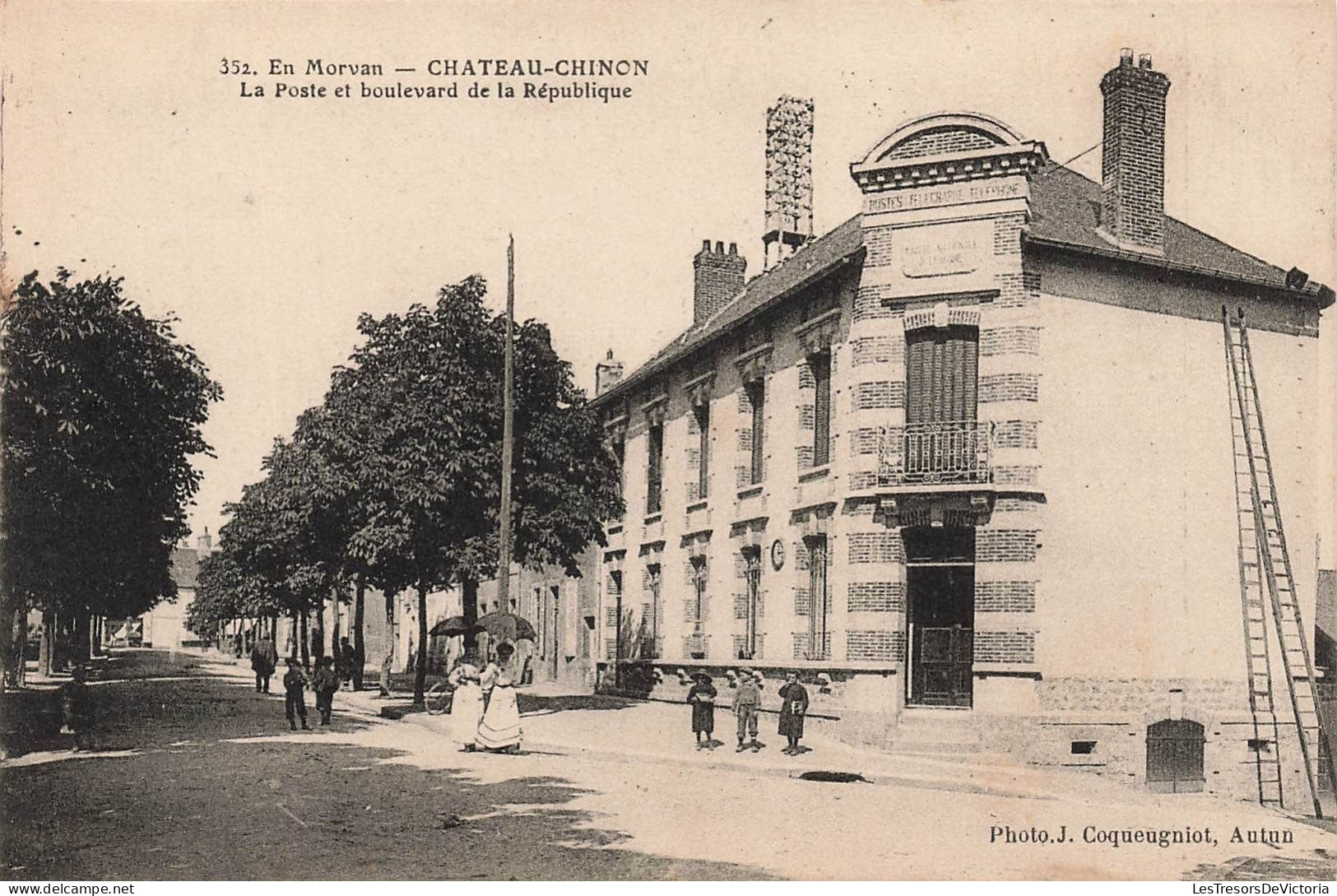 FRANCE - En Morvan - Chateau Chinon - La Poste Et Boulevard De La République - Carte Postale Ancienne - Chateau Chinon