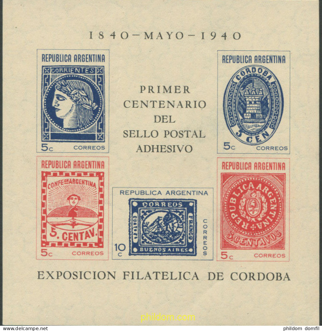 161241 MNH ARGENTINA 1940 PRIMER CENTENARIO DEL SELLO POSTAL ADHESIVO - Neufs