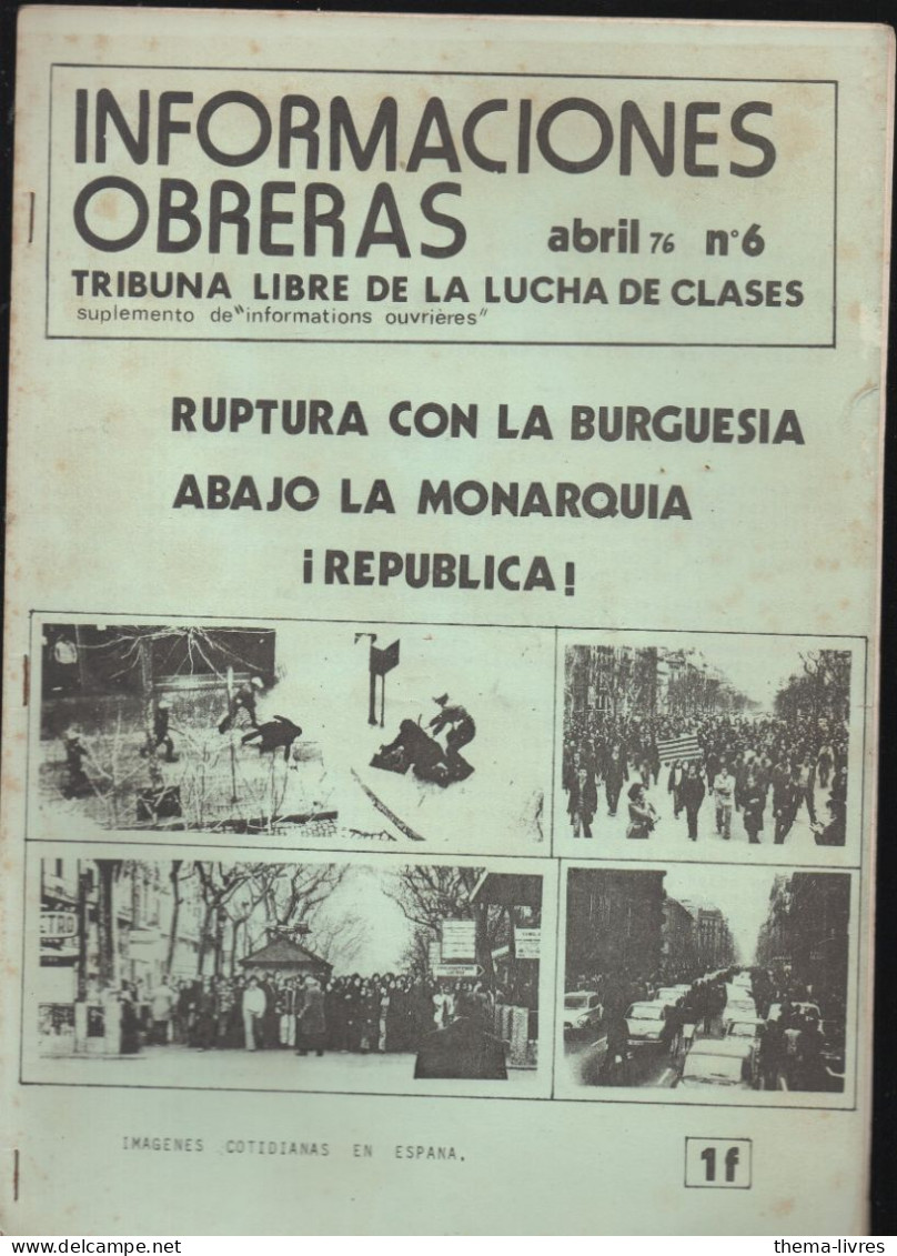 (anarchisme) Informaciones Obreras  Abril 1976     (CAT7059) - Cultural