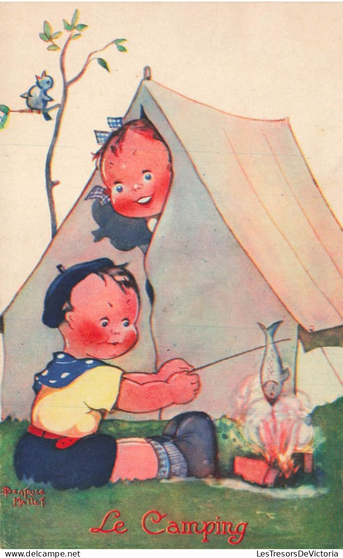 ENFANTS - Dessins D'enfants - Le Camping - Carte Postale Ancienne - Children's Drawings