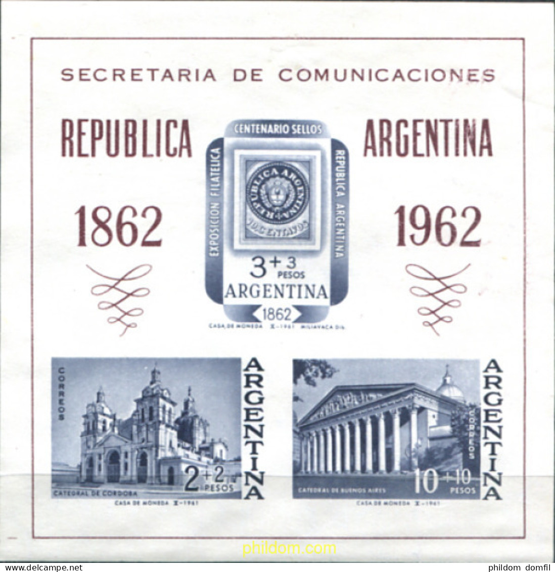 161259 MNH ARGENTINA 1961 ARGENTINA 62. EXPOSICION FILATELICA NACIONAL - Ungebraucht