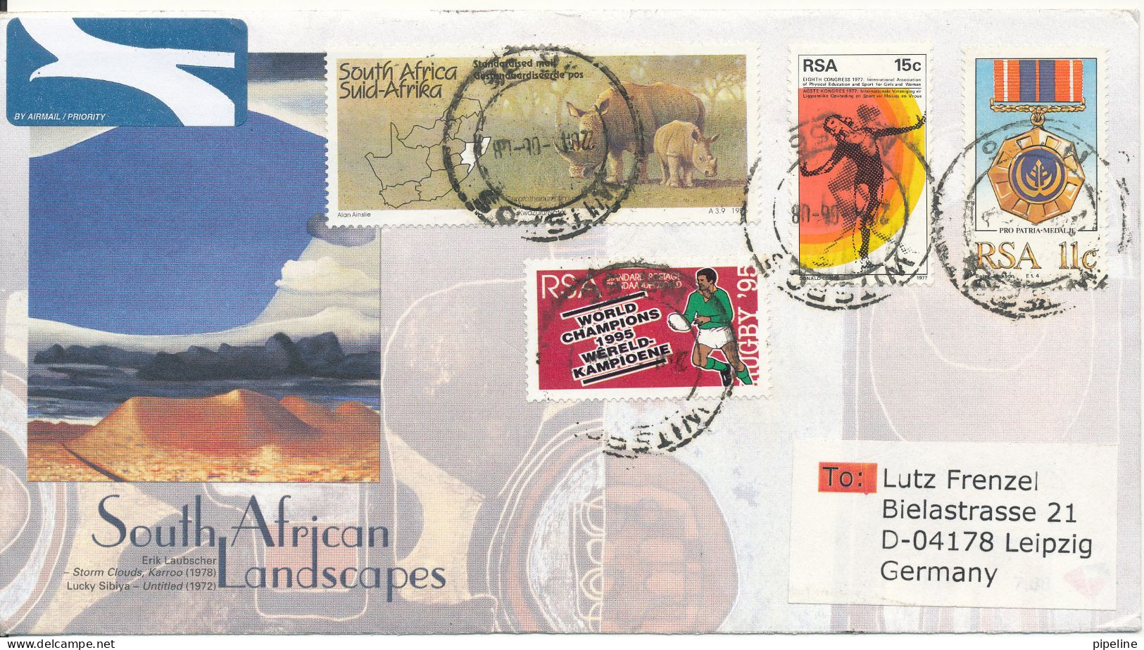 South Africa Cover Sent To Germany Ladysmith 10-12-2002 With More Topic Stamps Also SCOUT Stamps On The Backside Of The - Lettres & Documents