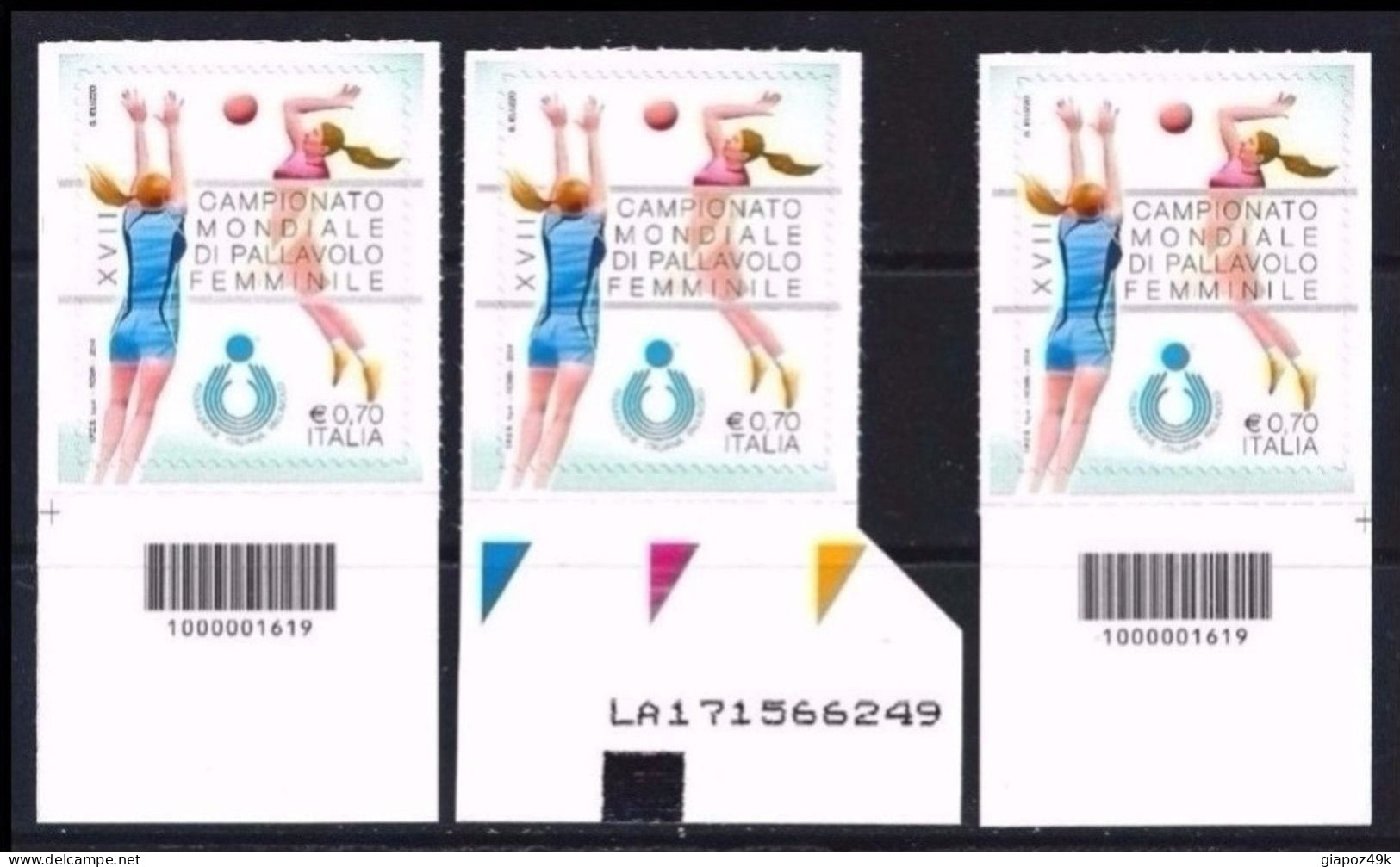 ● ITALIA 2014 ● XVII Campionato Mondiale Di Pallavolo Femminile ● 2 Con CODICE A Barre + Alfanumerico = Più RARO ● - Code-barres