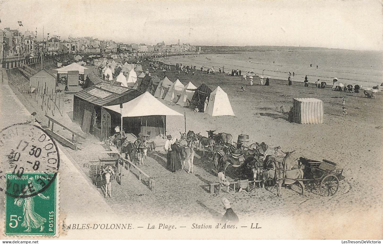 FRANCE - Les Sables D'Olonne - La Plage - Station D'Anes - Animé - Carte Postale Ancienne - Sables D'Olonne