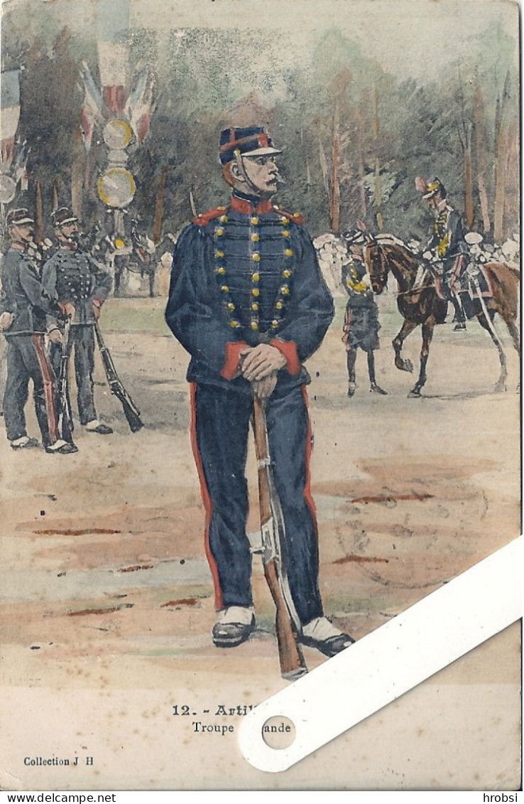 Illustrateur Kauffmann Paul, Militaria, Uniformes, 12 Artillerie à Pied, Troupe, Grande Tenue, Edition L'H - Kauffmann, Paul
