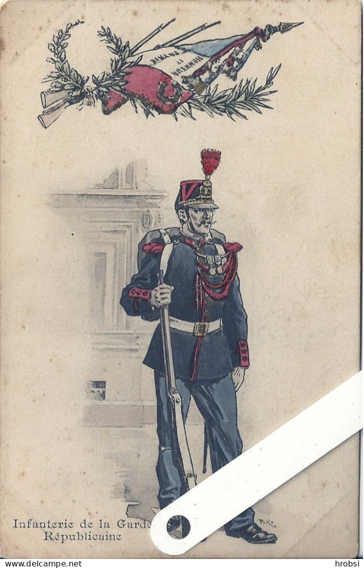 Illustrateur Kauffmann Paul, Militaria, Uniformes,  Infanterie De La Garde Républicaine - Kauffmann, Paul