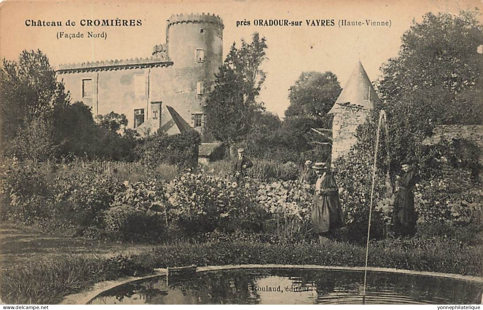 87 - HAUTE-VIENNE - ORADOUR-SUR-VAYRES - Château De CROMIÈRES Façade Nord Animation Fontaine - Défaut Angle Droit- 10138 - Oradour Sur Vayres