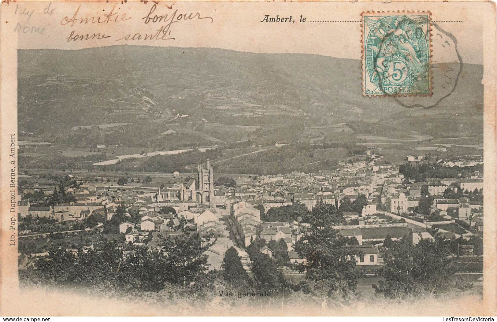 FRANCE - Ambert - Vue Générale - Dos Non Divisé - Oblitération Ambulante - Carte Postale Ancienne - Ambert