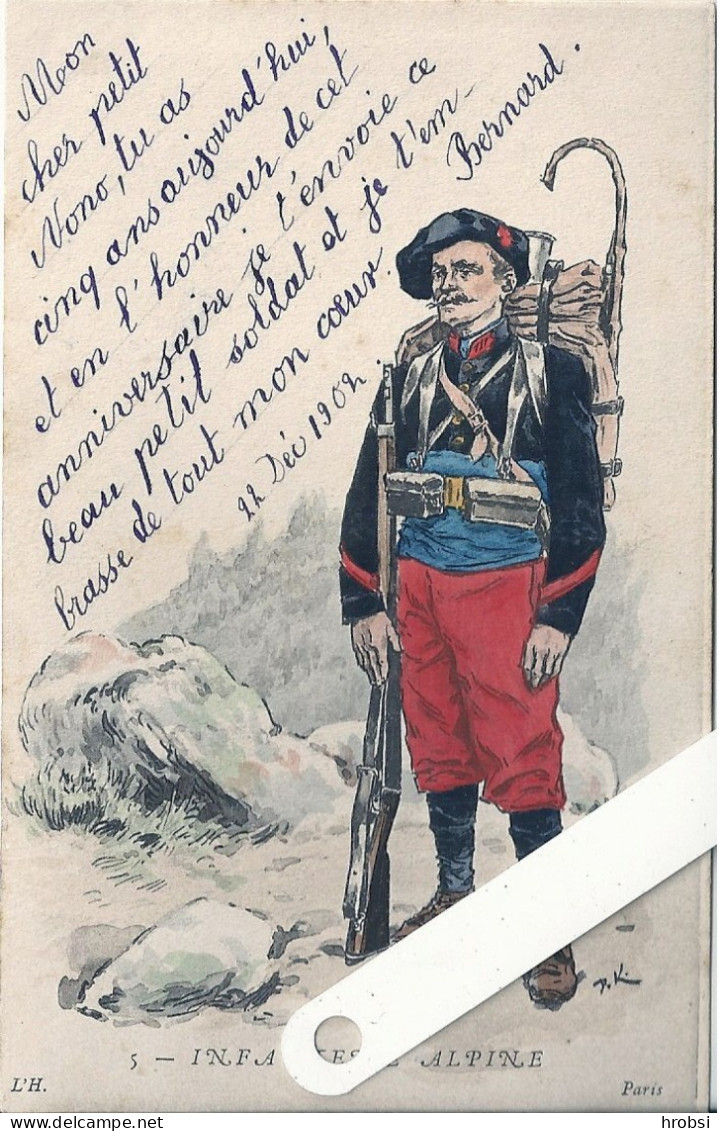 Illustrateur Kauffmann Paul, Militaria, Uniformes, 5 Infanterie Alpine Edition L'H - Kauffmann, Paul