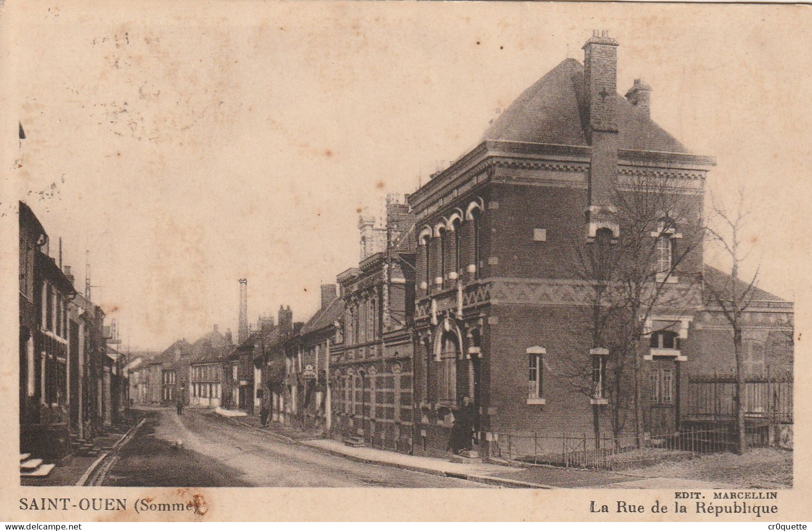 # 80610 SAINT OUEN / RUE De La REPUBLIQUE Et EGLISE En 1932 (lot De 2 CP) - Saint Ouen