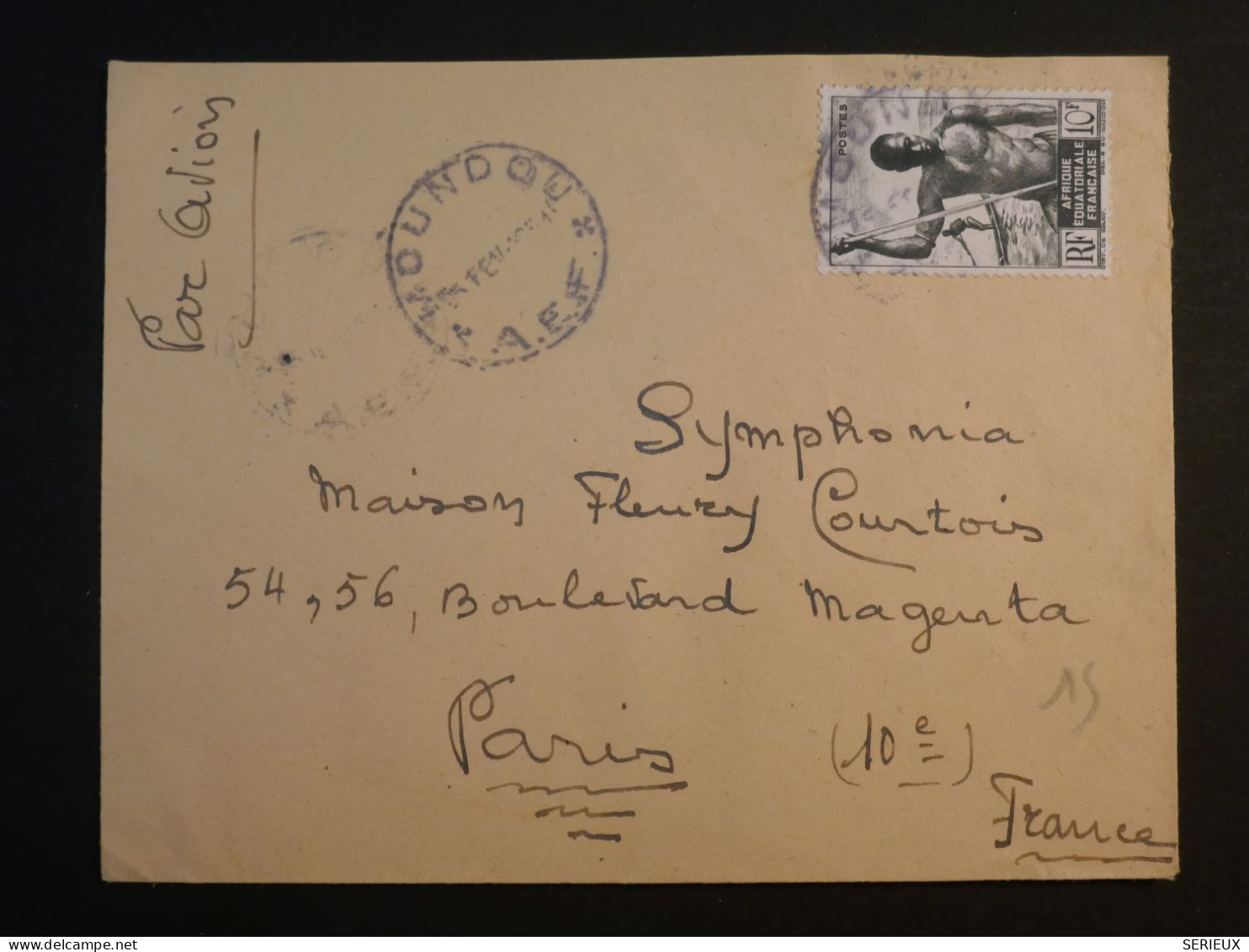 DG15 AEF  BELLE  LETTRE  1951 PETIT BUREAU  MOUNDOU  A  PARIS   FRANCE  +AFF.  INTERESSANT+++ - Cartas & Documentos