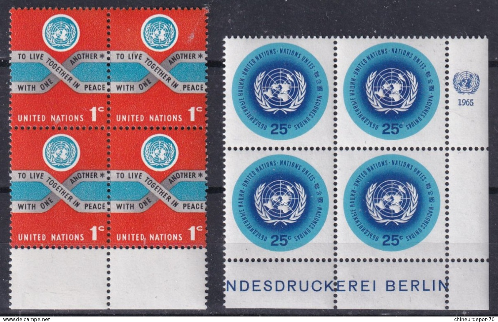 Nations Unies 1965 En Bloc De 4 Neufs Sans Charnières ** - Ongebruikt