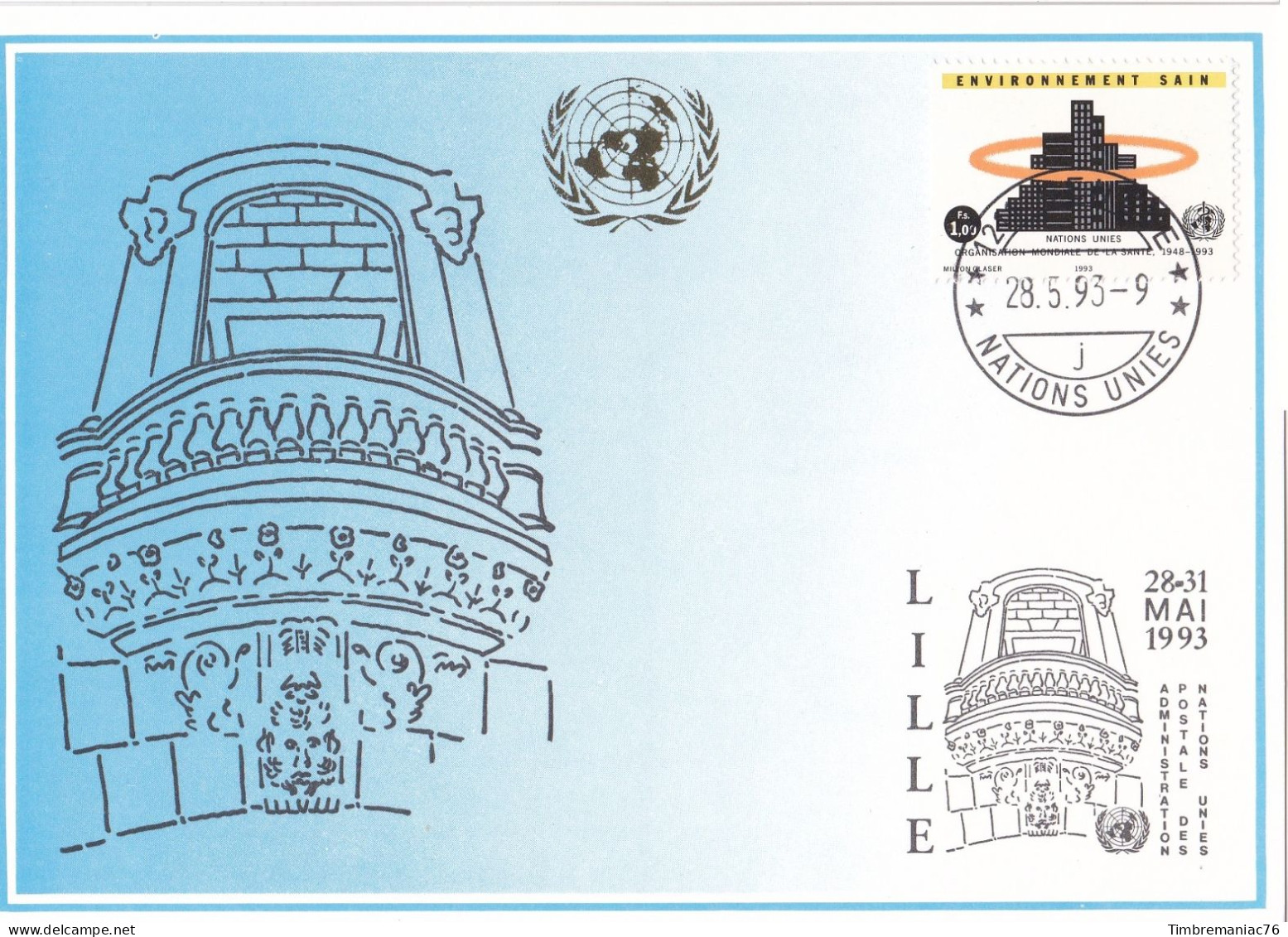 Nations Unies Genève. Carte Postale 1993 YT 248 Oblitéré 1er Jour - Maximumkarten