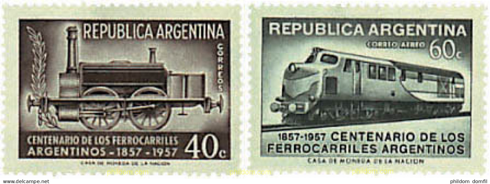 57245 MNH ARGENTINA 1957 CENTENARIO DEL FERROCARRIL ARGENTINO - Unused Stamps