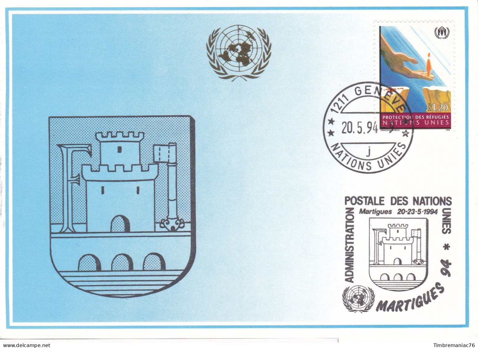 Nations Unies Genève. Carte Postale 1994 YT 269 Oblitéré 1er Jour - Tarjetas – Máxima