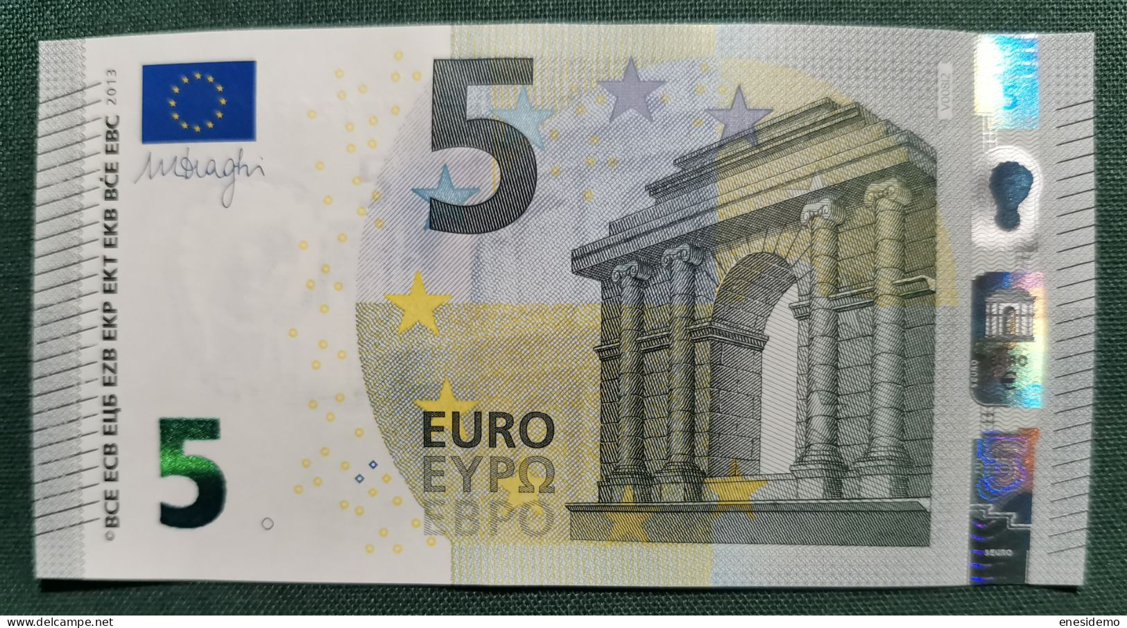 5 EURO SPAIN 2013 DRAGHI V008I2 VB SC FDS UNC. ONLY FOUR NUMBERS