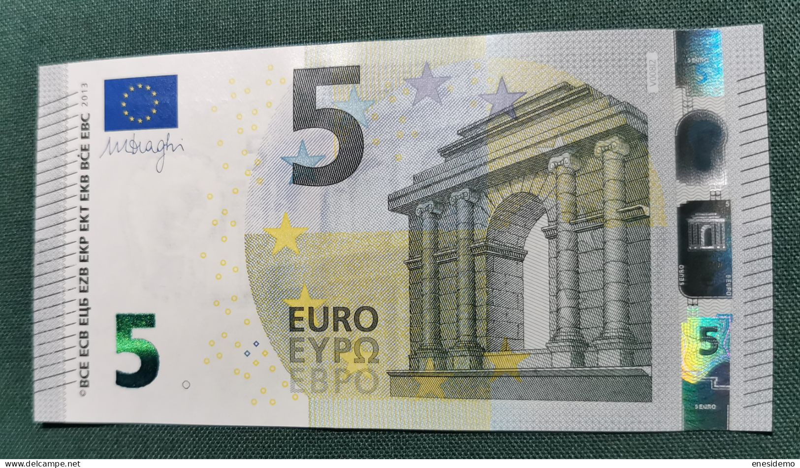 5 EURO SPAIN 2013 DRAGHI V008I2 VB SC FDS UNC. ONLY FOUR NUMBERS