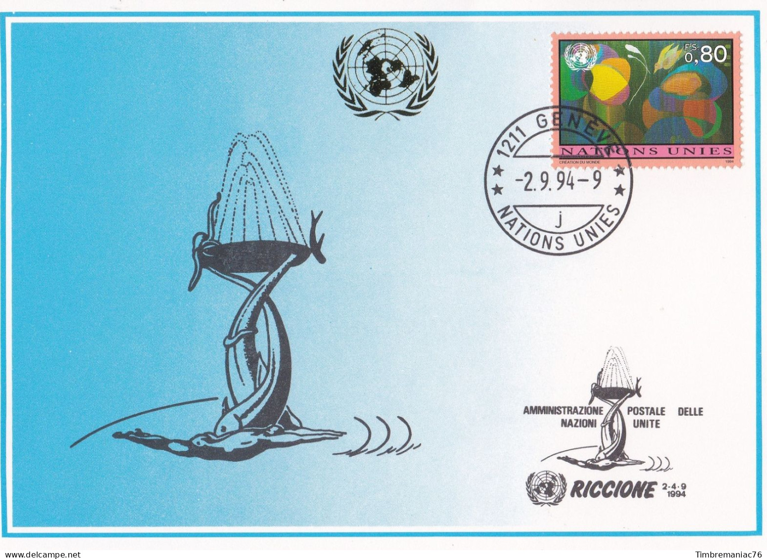 Nations Unies Genève. Carte Postale 1994 YT 277 Oblitéré 1er Jour - Maximum Cards