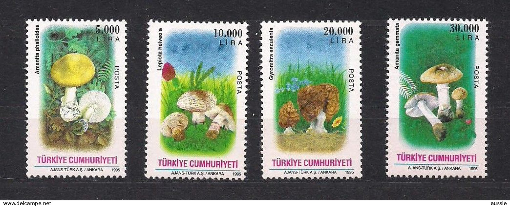 Turquie Turkije 1995 Yvertn° 2811-2814 *** MNH Cote 6,50 € Flore Champignons Mushrooms Paddenstoelen - Ongebruikt