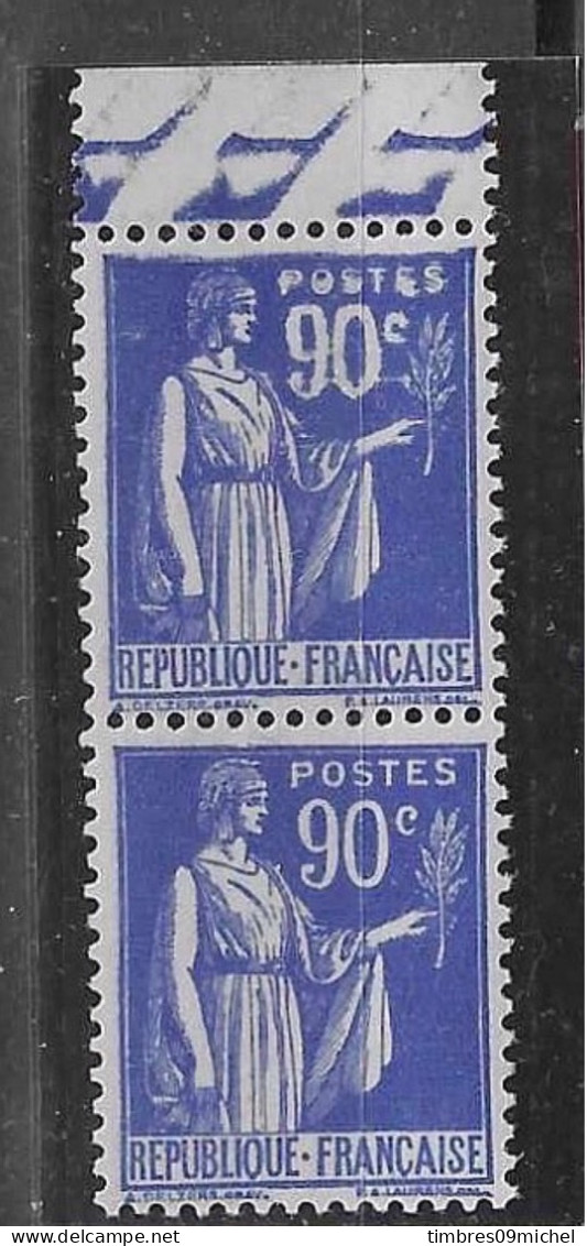 France N° 368d** Variété Neuf Sans Charnière Poste Et 90 Déformé - Unused Stamps