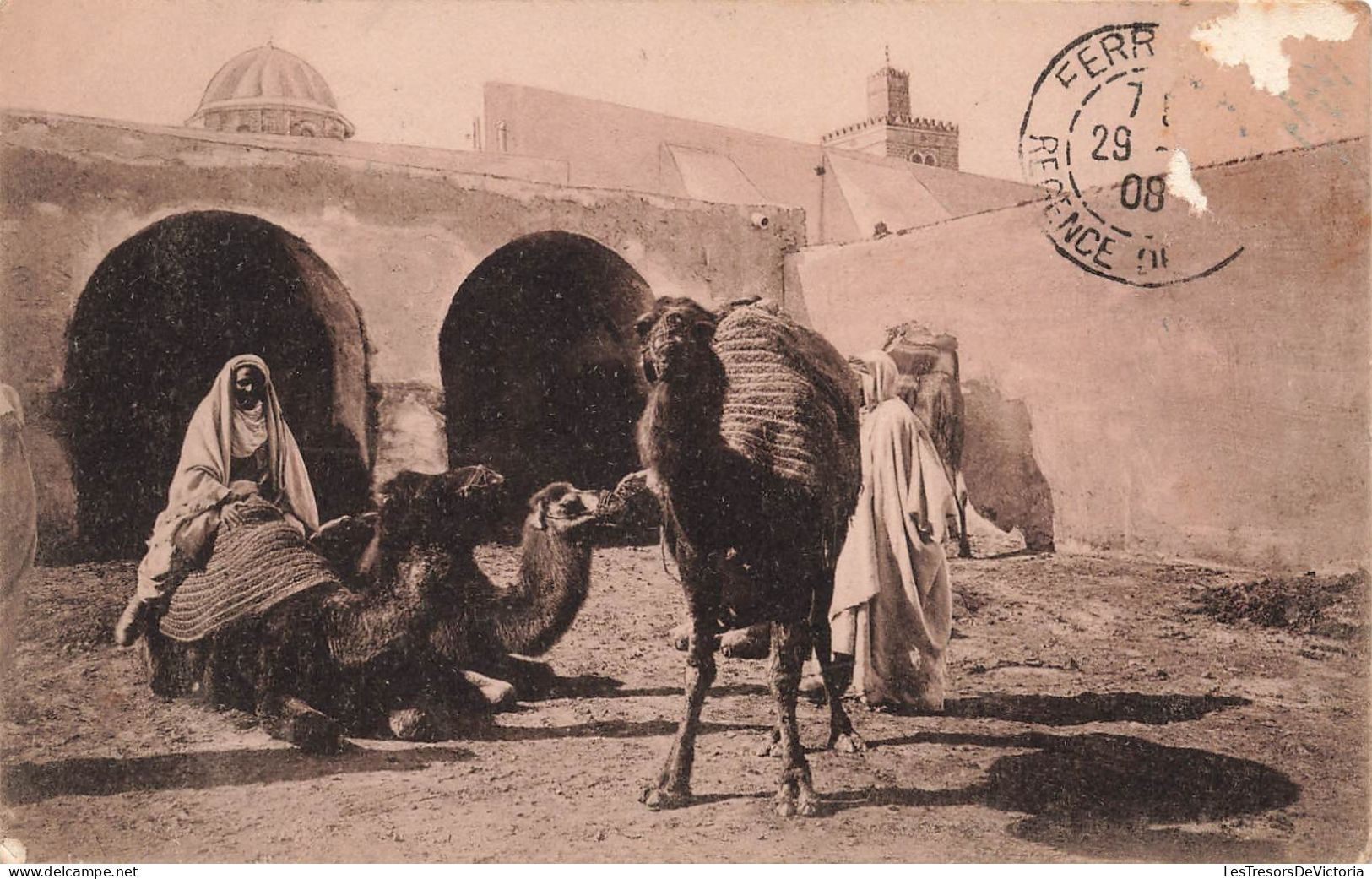 TUNISIE - Fondouk - Animé - Carte Postale Ancienne - Tunesien