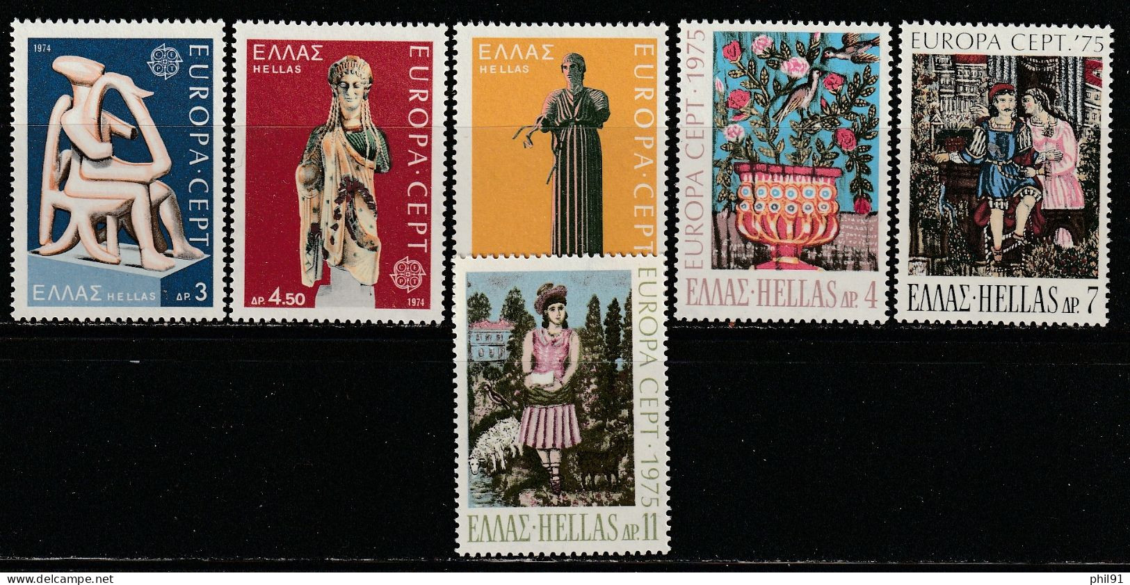 GRECE    Europa 1974 Et 1975   N° Y&T  1144, 1145, 1146, 1176, 1177 Et 1178  ** - Unused Stamps