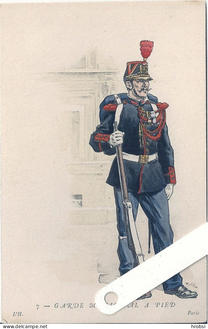 Illustrateur Kauffmann Paul, Militaria, Uniformes,  7 Garde Municipal à Pied, Edition L'H - Kauffmann, Paul