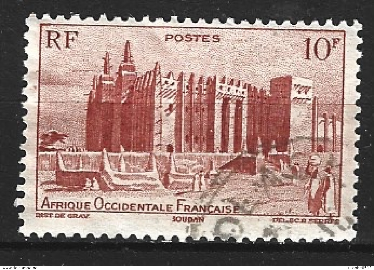 A.0.F.. N°39 Oblitéré De 1947. Mosquée De Djenné. - Mezquitas Y Sinagogas