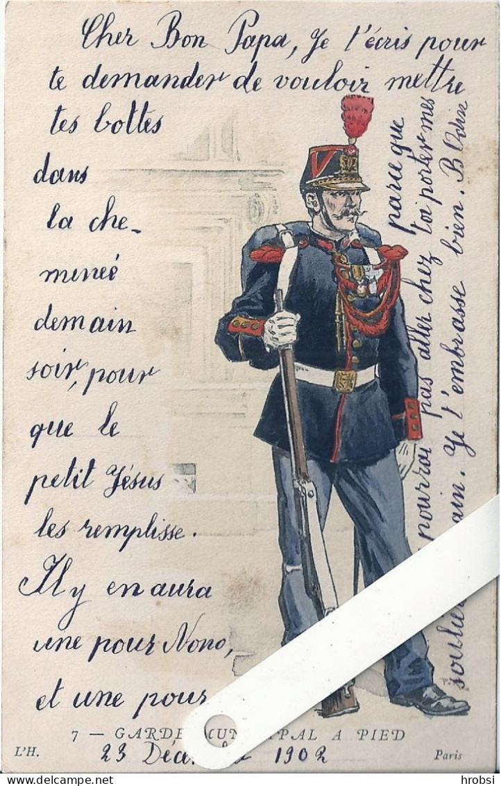 Illustrateur Kauffmann Paul, Militaria, Uniformes,  7 Garde Municipal à Pied, Edition L'H - Kauffmann, Paul