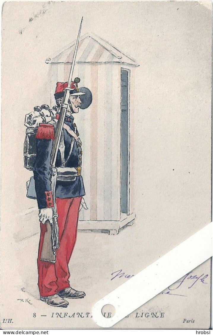 Illustrateur Kauffmann Paul, Militaria, Uniformes,   8 Infanterie De Ligne, Edition L'H - Kauffmann, Paul