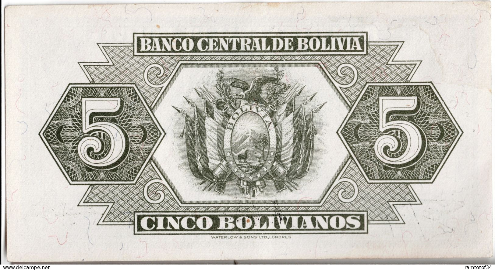 BOLIVIE - 5 Bolivianos 1928 UNC - Bolivië