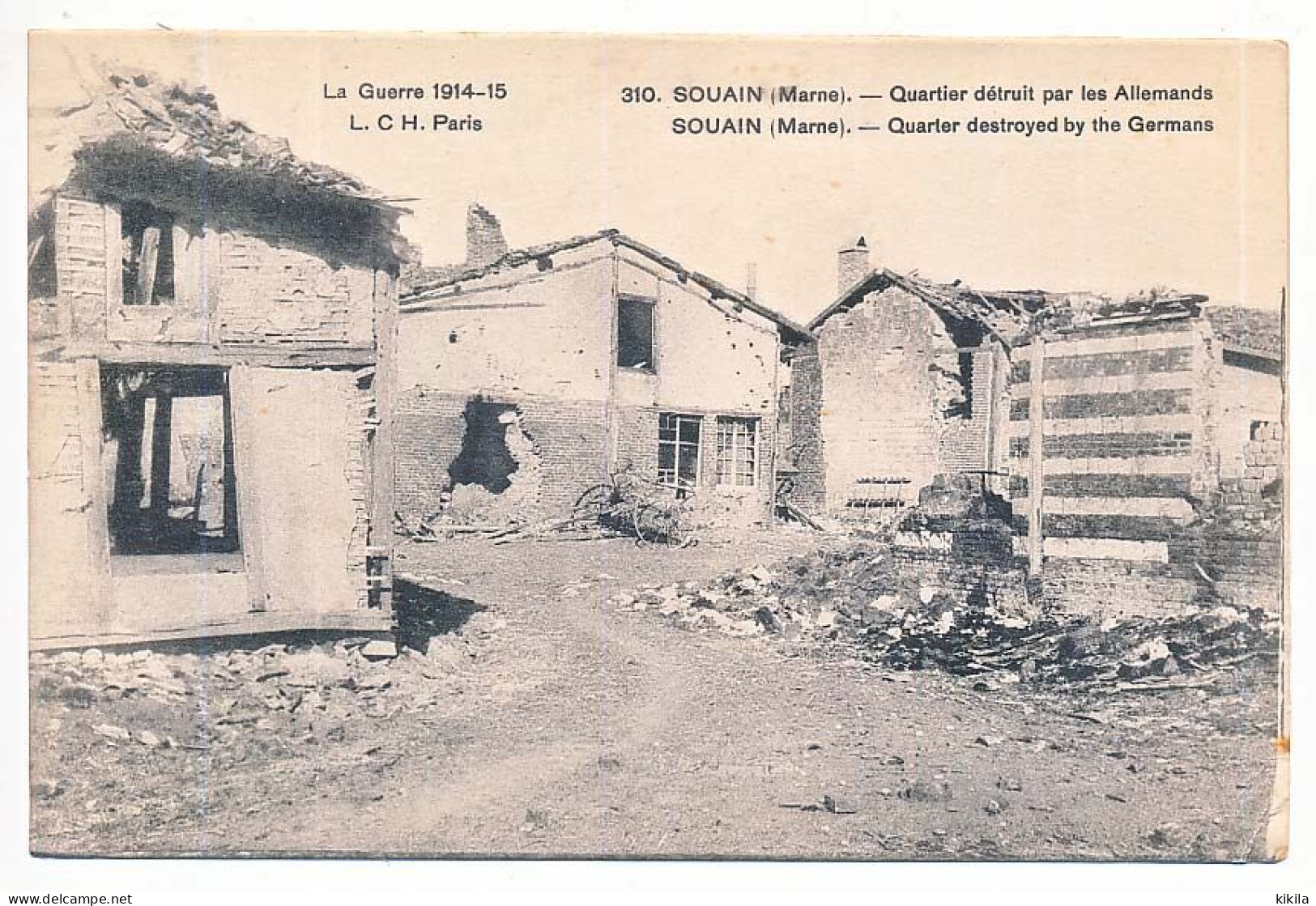 CPA 9 X 14 Marne SOUAIN Quartier Détruit Par Les Allemands  Ruines  Guerre 1914-1915 - Souain-Perthes-lès-Hurlus