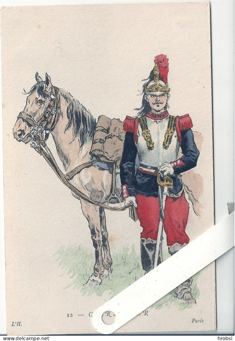 Illustrateur Kauffmann Paul, Militaria, Uniformes,  12 Cuirassier, Cheval, Edition L'H - Kauffmann, Paul