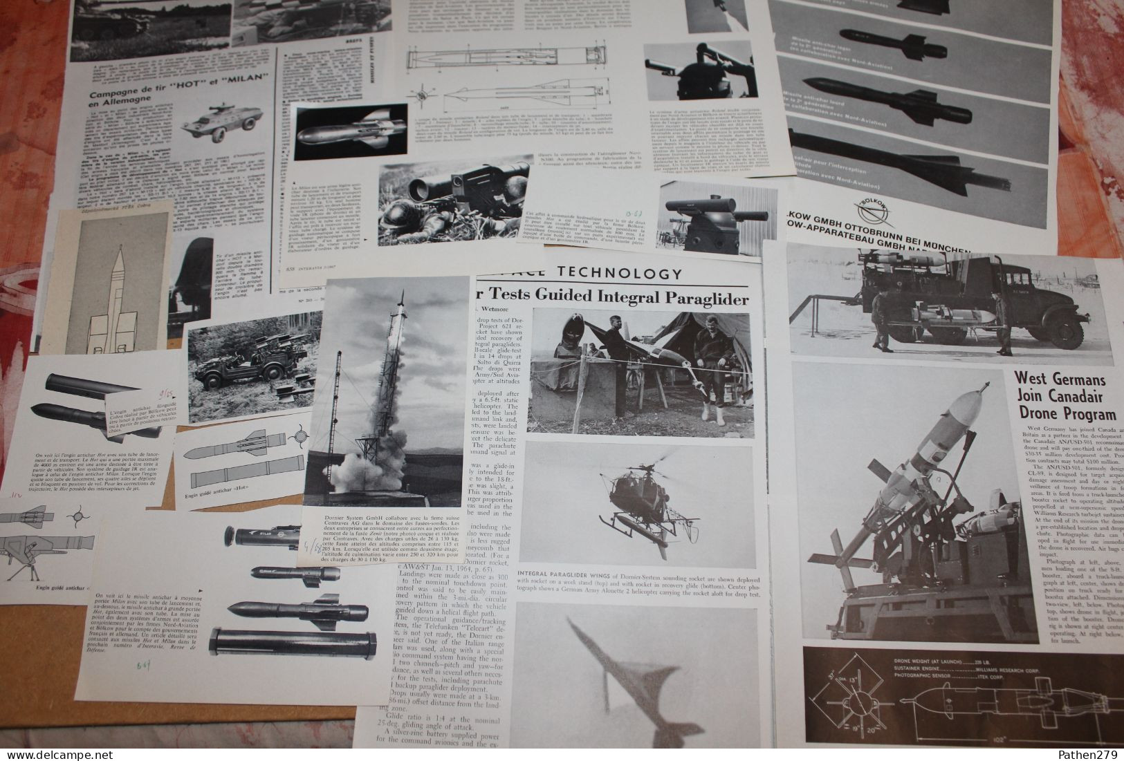 Lot De 64g D'anciennes Coupures De Presse Sur Les Missiles Allemands - Aviation