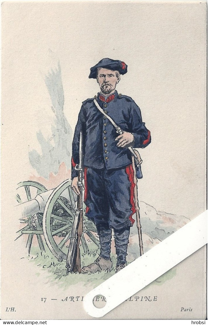 Illustrateur Kauffmann Paul, Militaria, Uniformes,  17 Artillerie Alpine, Edition L'H - Kauffmann, Paul