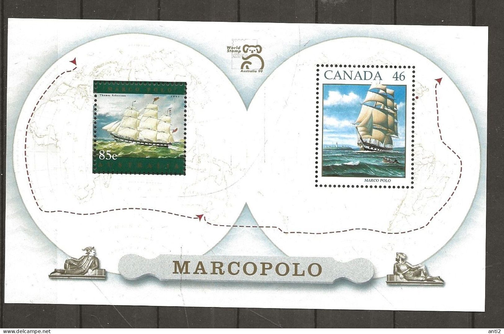 Australia 1999 International Stamp Exhibition AUSTRALIA '99, Melbourne (I), Ships+ Canada Ship MI  Bloc 30 MNH(**) - Ungebraucht