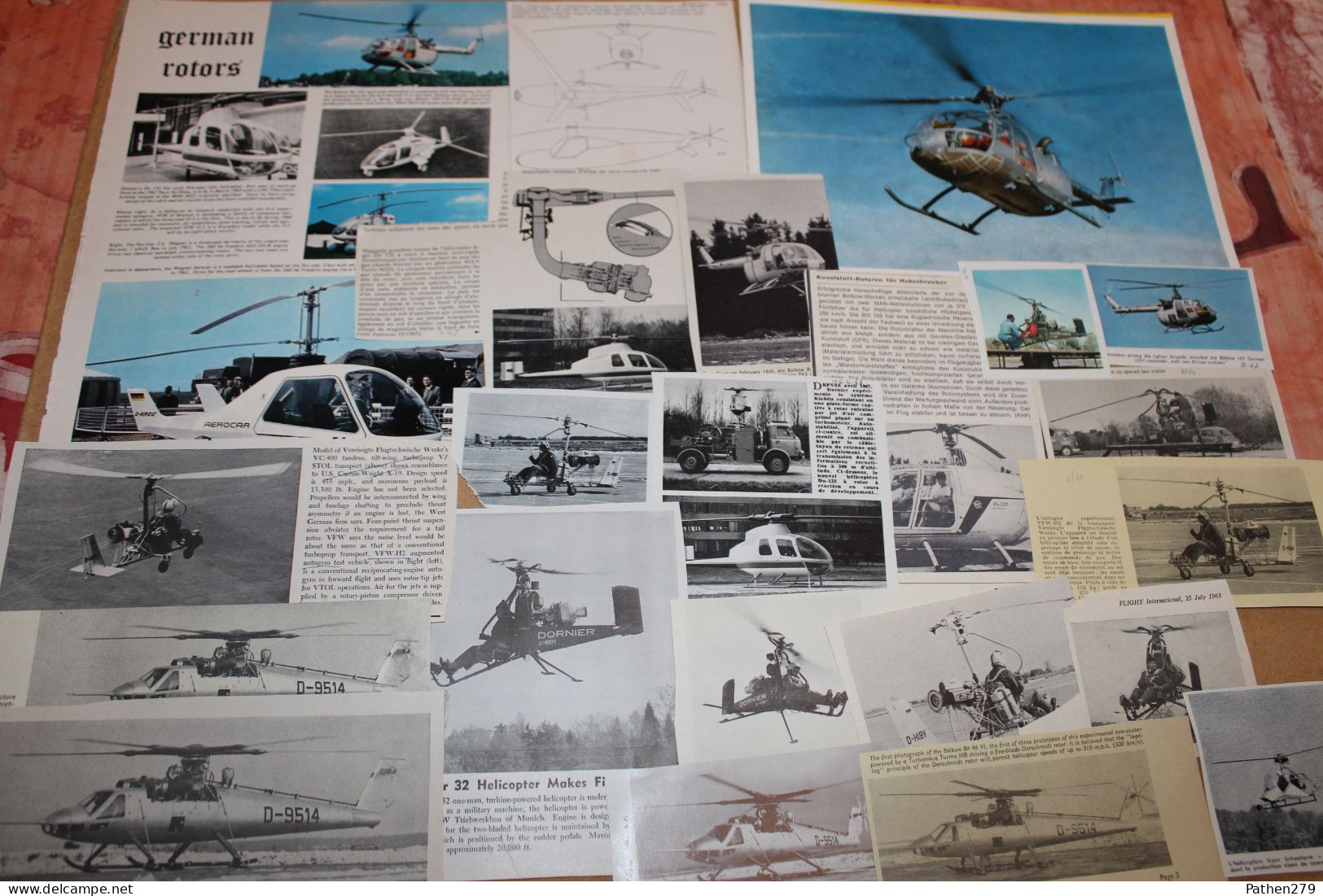 Lot De 123g D'anciennes Coupures De Presse Sur Les Hélicoptères Allemands - Aviation