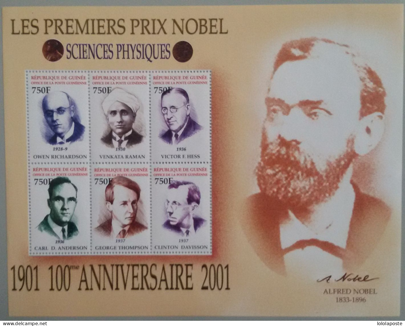 THEME SCIENCES PHISIQUES - GUINEE - 1 Bloc De 2002 - Les Premiers Prix Nobel - Physik