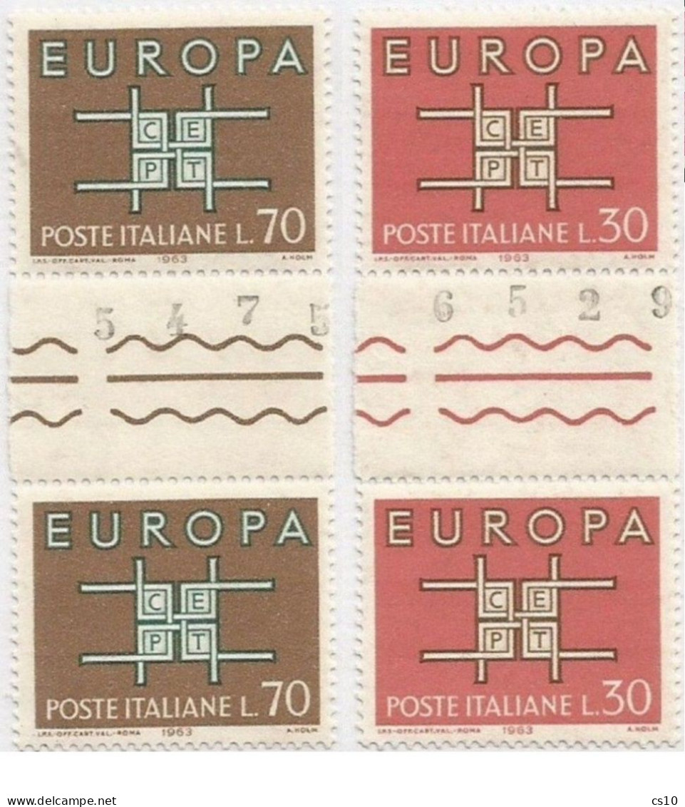 Italia 1963 Europa CEPT 2v In Coppie **MNH Con Interspazio Di Gruppo Gutter Pairs - 1963