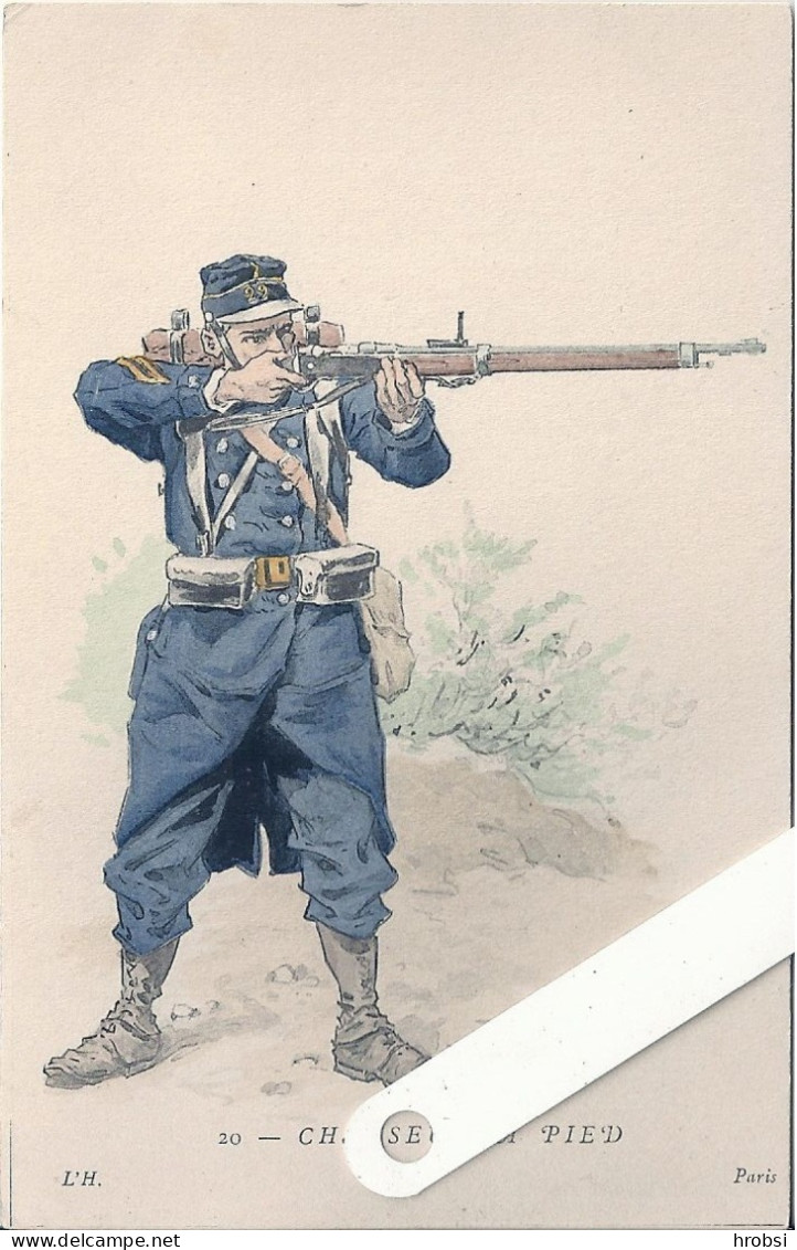 Illustrateur Kauffmann Paul, Militaria, Uniformes,  20 Chasseur à Pied, Edition L'H - Kauffmann, Paul