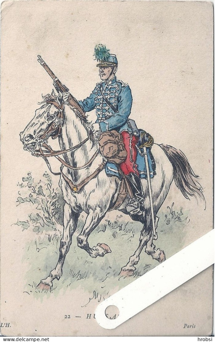 Illustrateur Kauffmann Paul, Militaria, Uniformes,  22  Hussard, Cheval, Edition L'H - Kauffmann, Paul