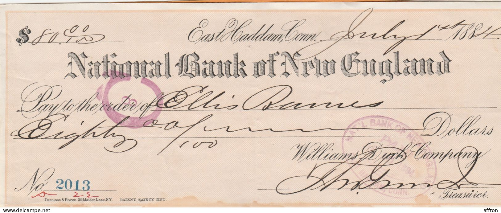 United States Old Check Cheques - Chèques & Chèques De Voyage