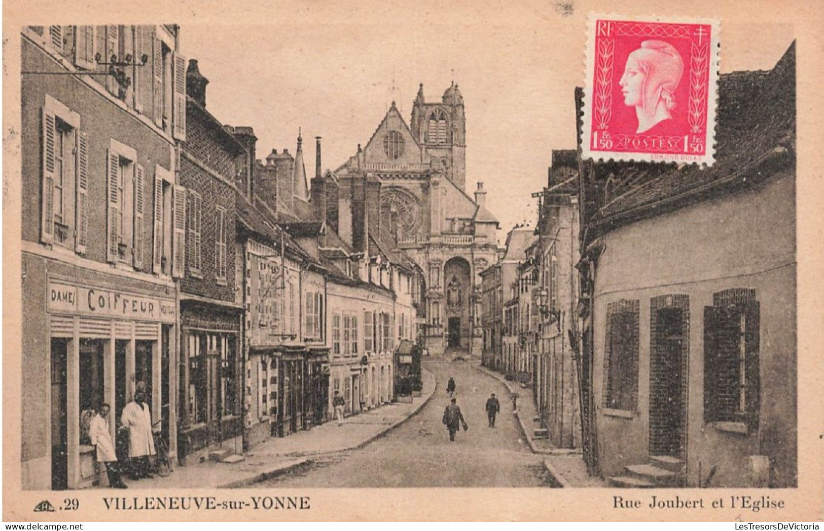 FRANCE - Villeneuve Sur Yonne - Rue Jobert Et L'église - Carte Postale Ancienne - Villeneuve-sur-Yonne