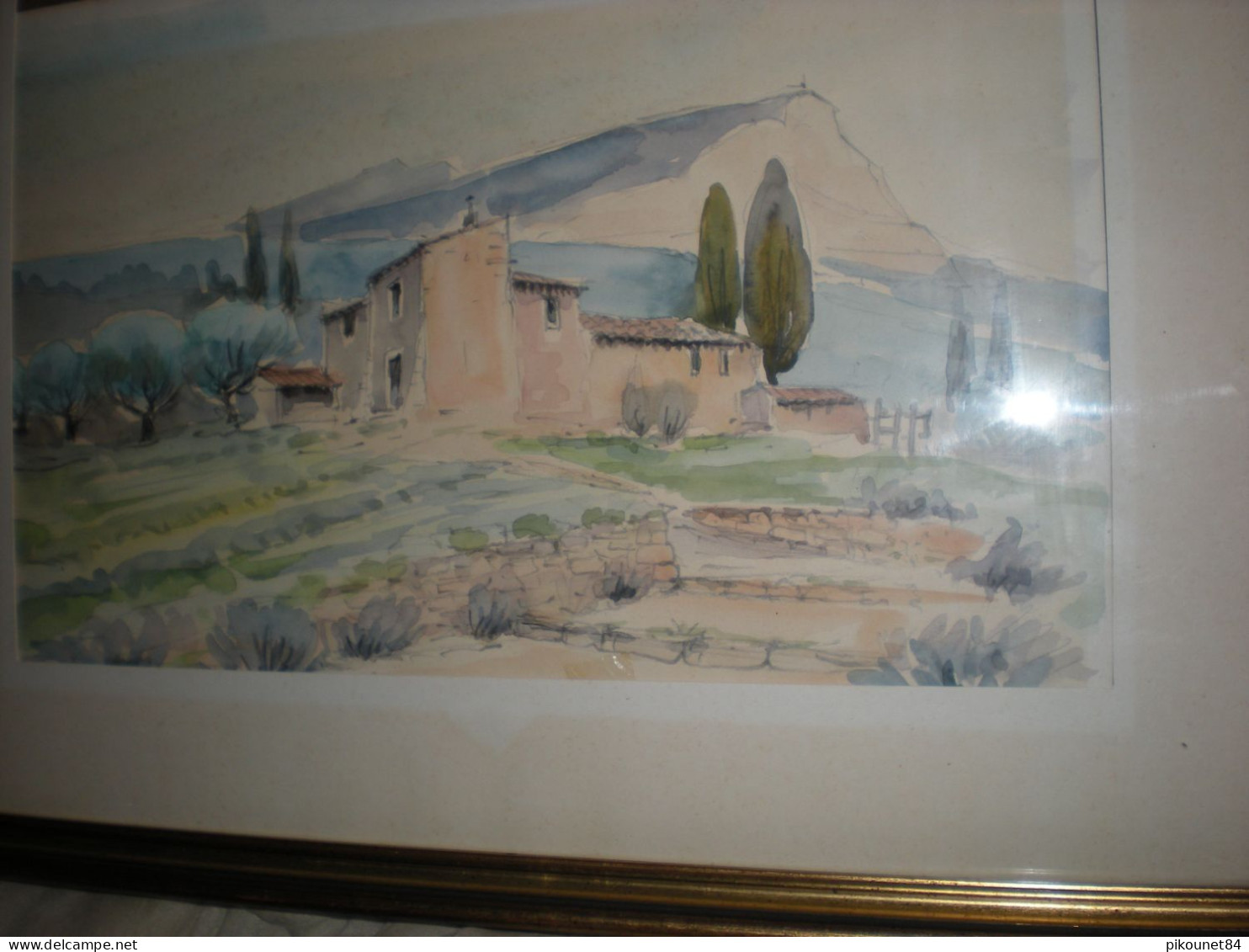 Ancienne Aquarelle Mas Colline Sainte Victoire 30X20 Hors Cadre - Acuarelas