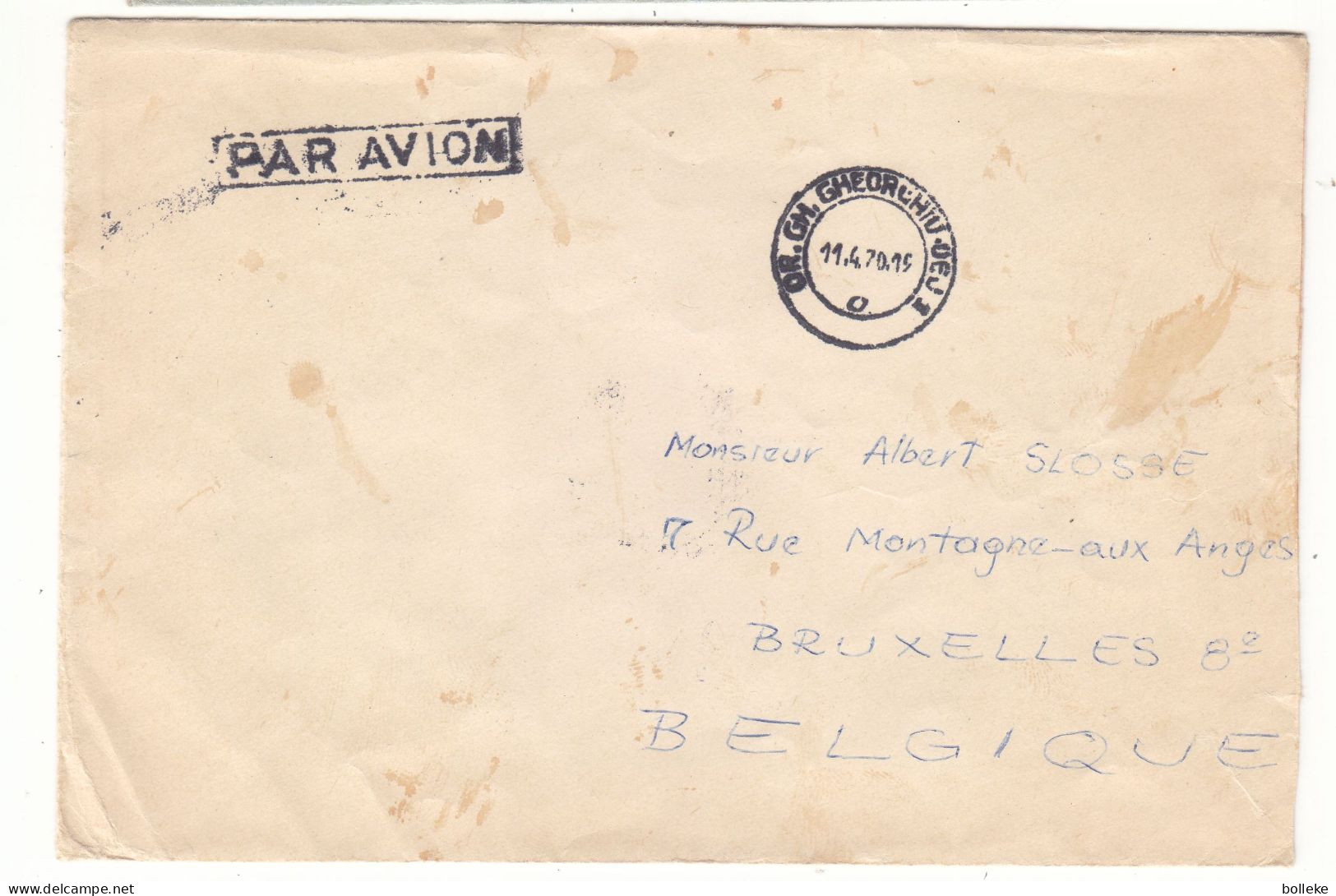 Roumanie - Lettre De 1970 - Oblit Gheorchiu - Exp Vers Bruxelles - - Briefe U. Dokumente
