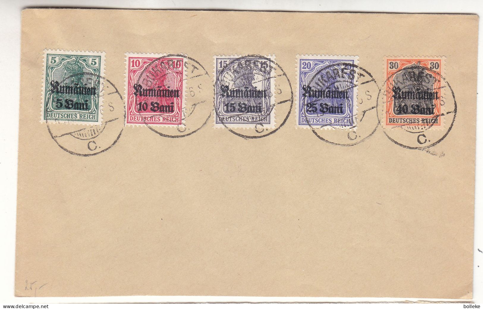 Roumanie - Lettre De 1918 - Oblit Bucuresti - Timbres Allemands Surchargés - - 1. Weltkrieg (Briefe)