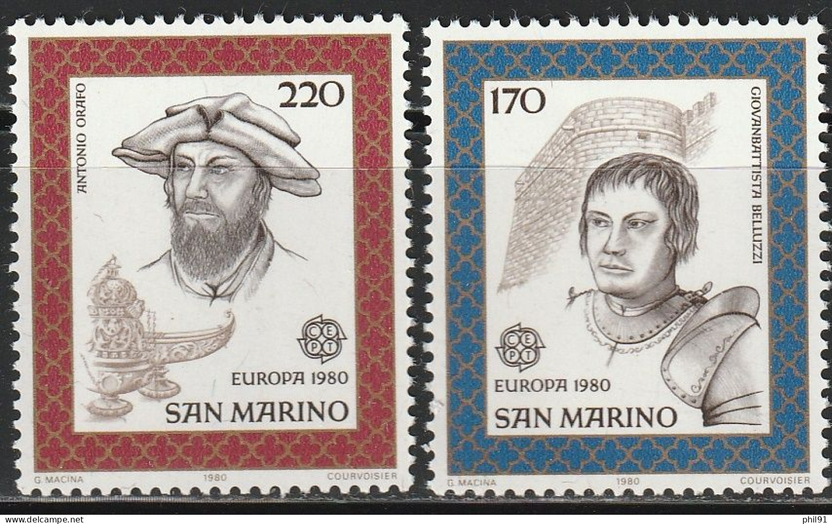 SAINT MARIN     Europa 1980   N° Y&T  1011 Et 1012  ** - Unused Stamps