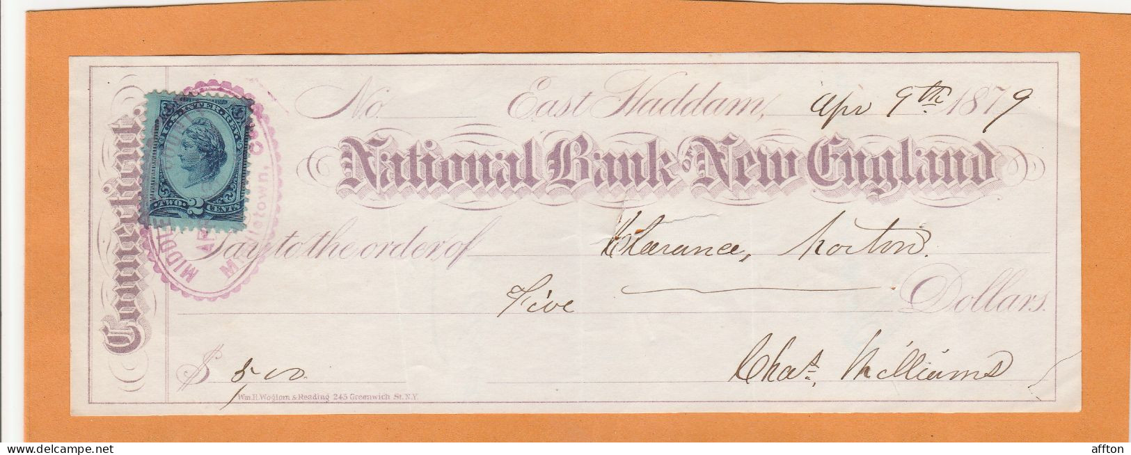 United States Old Check Cheques - Schecks  Und Reiseschecks